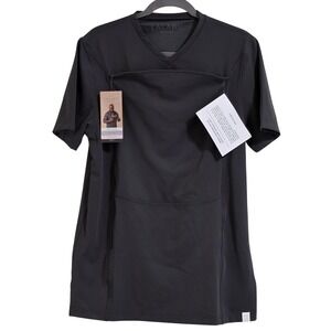 LALABU Dad Shirt Men's Medium Gray Short Sleeve V-Neck New